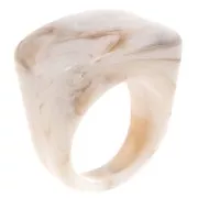 Bague large en résine - Taille 54 - Beige - Marron marbré x1