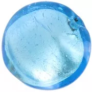 Bombée Murano 16 mm Aquamarine et feuille d'argent x1