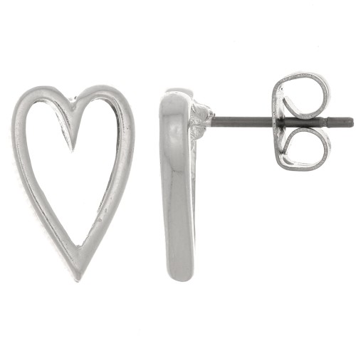 Boucles d'oreilles coeur 13x8 mm - Placage Argent fin x2