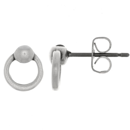 Boucles d'oreilles mini cercle 7 mm - Placage Argent fin vieilli x2