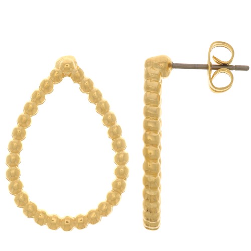 Boucles d'oreilles goutte avec petites boules 23x16 mm - Doré à l'or fin x2