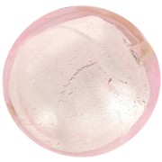Bombée Murano 16 mm Rose et feuille d'argent x1
