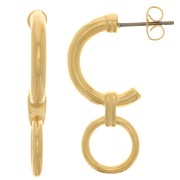 Boucles d'oreilles design ethnique 30x12 mm - Doré à l'or fin x2