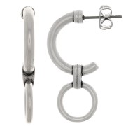 Boucles d'oreilles design ethnique 30x12 mm - Placage Argent fin vieilli x2|raw }}