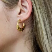 Créoles ethnique texturée avec résine époxy 29 mm - Doré à l'or fin - Noir x2