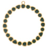 Pendentif anneau rond avec résine époxy 48 mm - Doré à l'or fin - Vert sapin x1