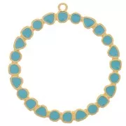 Pendentif anneau rond avec résine époxy 48 mm - Doré à l'or fin - Turquoise x1