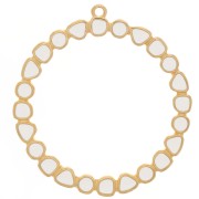 Pendentif anneau rond avec résine époxy 48 mm - Doré à l'or fin - Ivoire x1|raw }}