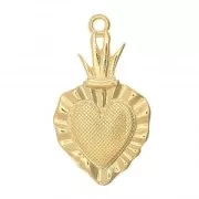 Pendentif coeur Ex-voto 27x15 mm avec résine époxy - Doré à l'or fin - Vert sapin