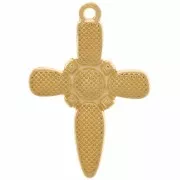 Pendentif croix 28x19 mm avec résine époxy - Doré à l'or fin - Noir x1