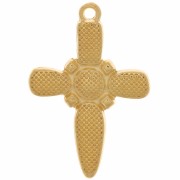 Pendentif croix 28x19 mm avec résine époxy - Doré à l'or fin - Blanc x1