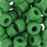 Perles gros trous - Pony Beads - 9 mm - Preciosa - Opaque Vert Olive x15