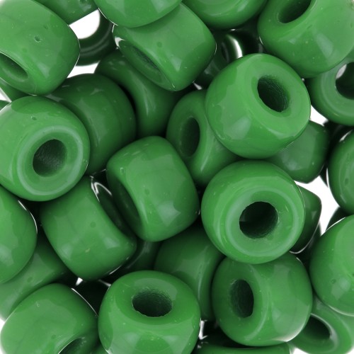 Perles gros trous - Pony Beads - 9 mm - Preciosa - Opaque Vert Olive x15