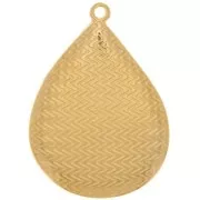 Pendentif goutte avec résine époxy 32x23 mm - Doré à l'or fin - Rouge x1