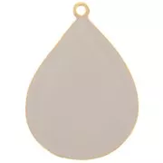 Pendentif goutte avec résine époxy 32x23 mm - Doré à l'or fin - Taupe x1