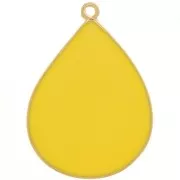 Pendentif goutte avec résine époxy 32x23 mm - Doré à l'or fin - Jaune x1