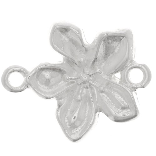 Intercalaire fleur 2 anneaux 18x15 mm - Placage Argent fin x1