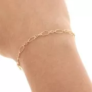 Chaîne maille fantaisie alternée (1x3) 4,2 mm en Gold filled (or laminé)  x 50cm