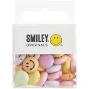 Assortiment de 35 perles plates rondes Smiley® 12 mm - Pastel - Noir
