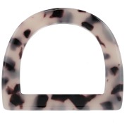 Passant pour anses de sac 44x52mm en acétate - Ecaille de tortue - Beige - Noir x1