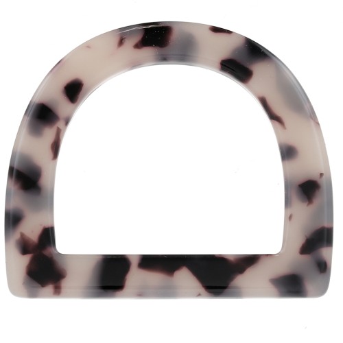 Passant pour anses de sac 44x52mm en acétate - Ecaille de tortue - Beige - Noir x1