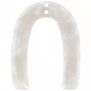 Pendentif forme U en acétate 35x27 mm 2 trous - Ecaille de tortue - Blanc nacré x1