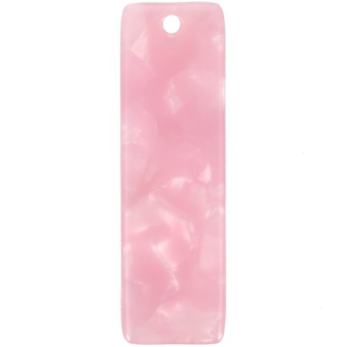 Pendentif rectangle en acétate 27x8 mm - Ecaille de tortue - Rose nacré x1