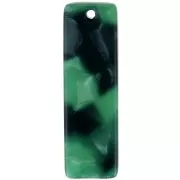 Pendentif rectangle en acétate 27x8 mm - Ecaille de tortue - Vert foncé - Noir x1