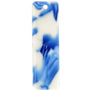 Pendentif rectangle 27x8 mm en acétate - Marbré Bleu foncé - Ivoire x1