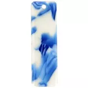 Pendentif rectangle 27x8 mm en acétate - Marbré Bleu foncé - Ivoire x1