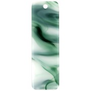 Pendentif rectangle 27x8 mm en acétate - Marbré Vert foncé - Blanc x1