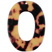 Pendentif ovale évidé 47x35 mm en acétate - Ecaille de tortue - Marron - Noir x1