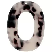 Pendentif ovale évidé en acétate 47x35 mm - Ecaille de tortue - Beige - Noir x1