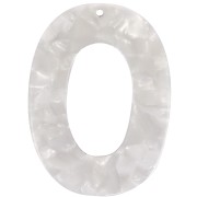 Pendentif ovale évidé 47x35 mm en acétate - Ecaille de tortue - Blanc nacré x1