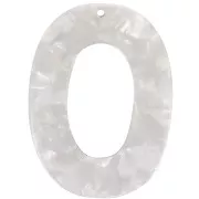 Pendentif ovale évidé 47x35 mm en acétate - Ecaille de tortue - Blanc nacré x1