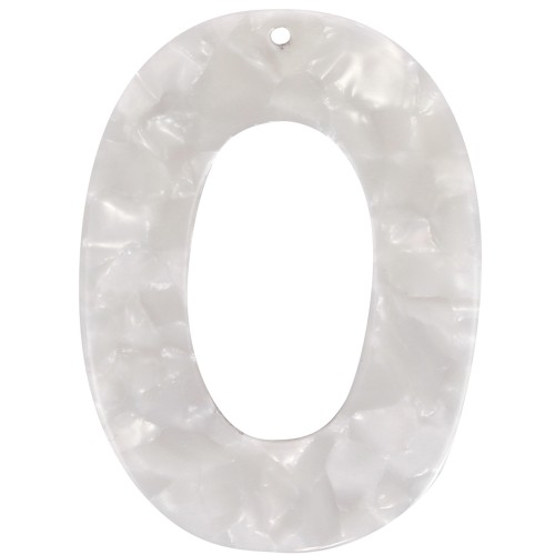 Pendentif ovale évidé en acétate 47x35 mm - Ecaille de tortue - Blanc nacré x1