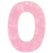 Pendentif ovale évidé 47x35 mm en acétate - Ecaille de tortue - Rose nacré x1