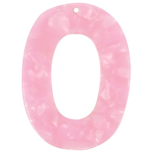 Pendentif ovale évidé 47x35 mm en acétate - Ecaille de tortue - Rose nacré x1