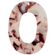 Pendentif ovale évidé 47x35 mm Ecaille tortue - Marron clair - Blanc - Noir x1