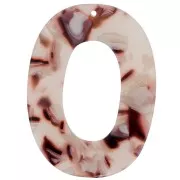 Pendentif ovale évidé 47x35 mm Ecaille tortue - Marron clair - Blanc - Noir x1