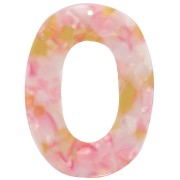 Pendentif ovale évidé en acétate 47x35 mm - Ecaille de tortue - Rose nacré - Miel|raw }}