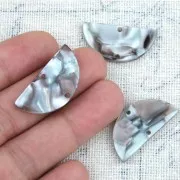 Intercalaire demi-lune en acétate 14x28 mm - Ecaille de tortue - Gris - Marron x1