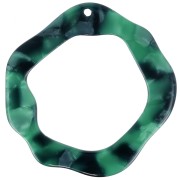 Pendentif irrégulier évidé 39x38 mm - Ecaille de tortue - Vert foncé - Noir x1