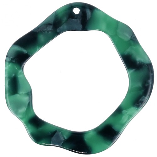 Pendentif irrégulier évidé 39x38 mm - Ecaille de tortue - Vert foncé - Noir x1