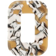 Pendentif rectangle évidé en acétate 40x30 mm - Ecaille de tortue - Ocre - Blanc|raw }}