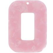 Pendentif rectangle évidé 40x30 mm en acétate - Ecaille de tortue - Rose nacré