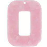 Pendentif rectangle évidé en acétate 40x30 mm - Ecaille de tortue - Rose nacré