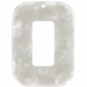 Pendentif rectangle évidé 40x30 mm en acétate - Ecaille de tortue - Blanc nacré
