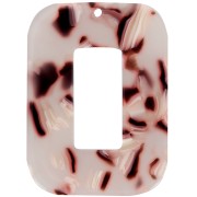 Pendentif rectangle évidé 40x30 mm Ecaille de tortue - Marron clair - Blanc - Noir|raw }}