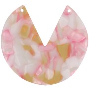 Pendentif rond 2 trous en acétate 43 mm - Ecaille de tortue - Rose nacré - Miel x1|raw }}